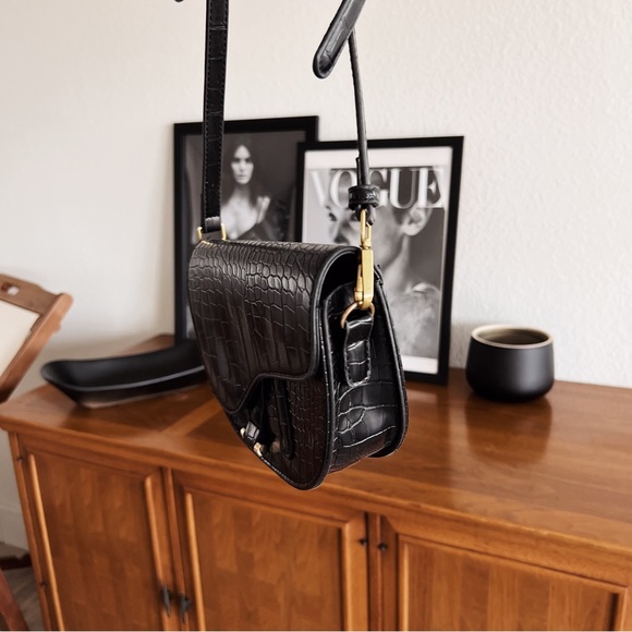 BLACK CROC TEXTURED SADDLE BAG #0261 - Picture 6 of 12